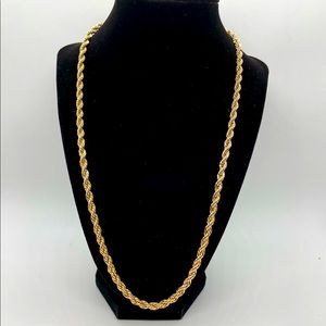 Braided Rope Chain Necklace, Gold French Rope, Statement Necklace